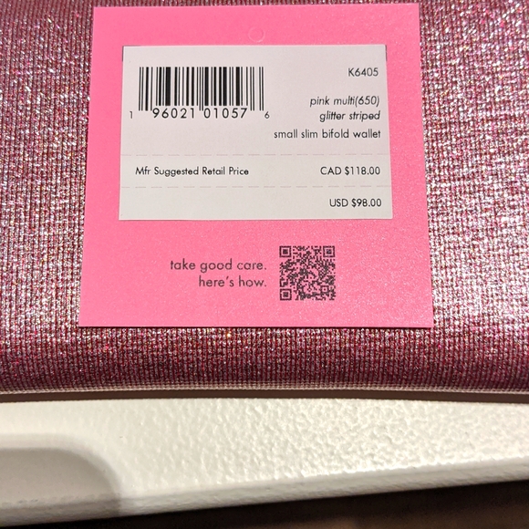 Nwt: Kate Spade sparkly pink bi-fold wallet - Picture 7 of 8